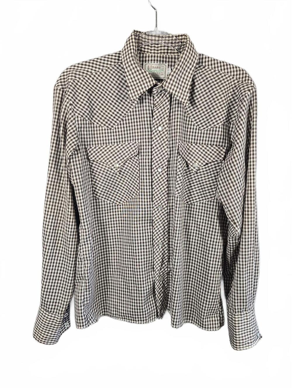 Vintage H Bar C California Ranchwear Semi-Sheer Western Pearl Snap Shirt Men’s M